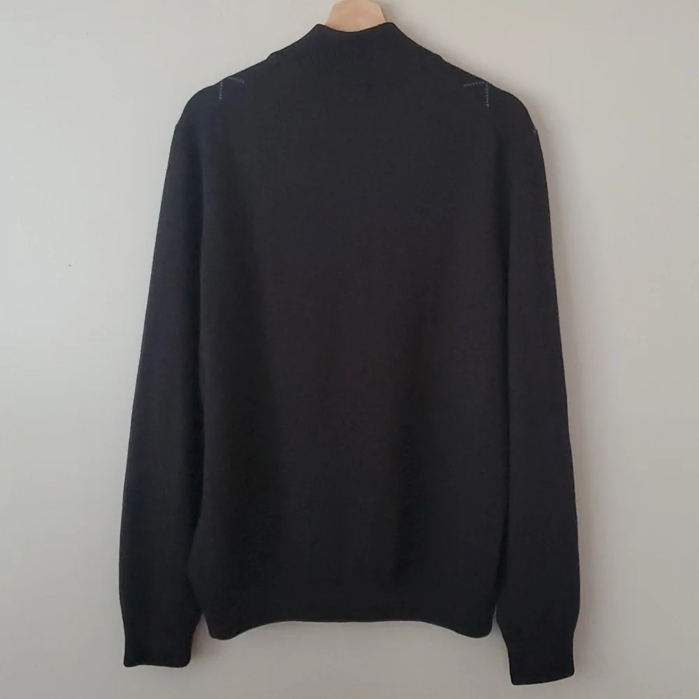 Vintage Brooks Brothers 346 Merino Wool Argyle Quarter Zip Pullover Sweater L